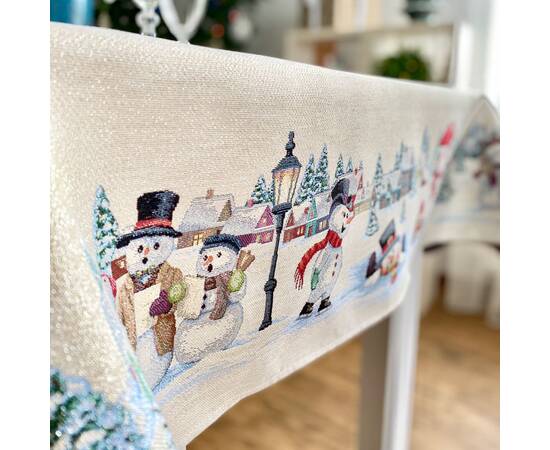 Скатертина гобеленова Сніговики-витівники 137х240 LiMaSo (RUNNER1062-240)