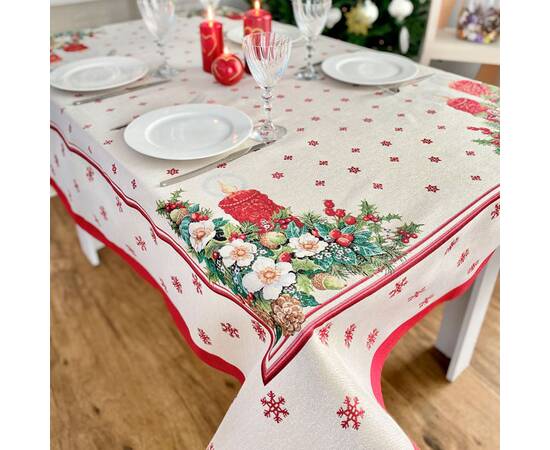 Скатертина гобеленова Різдвяна свічка 137х137 LiMaSo (RUNNER242-137), Тип: скатертини, Основний колір: червоний, Форма скатертини: квадратна, Розмір: 137x137, зображення 3