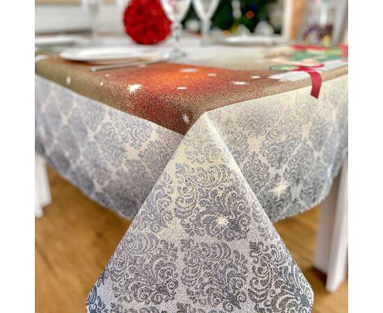 Скатертина гобеленова Святкова листівка 137х240 LiMaSo (RUNNER334G-240), Тип: скатерти, Цвет: голубой, Форма скатерти: прямоугольная, Размер: 137x240, изображение 2