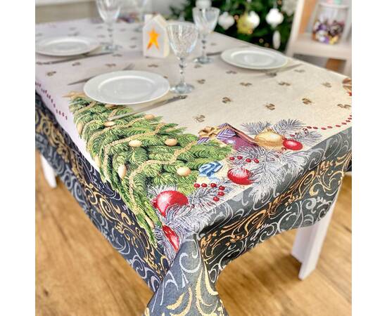 Скатертина гобеленова Новорічний сюрприз 137х280 LiMaSo (RUNNER536G-280), Тип: скатерти, Цвет: серый, Форма скатерти: прямоугольная, Размер: 137x280, изображение 3
