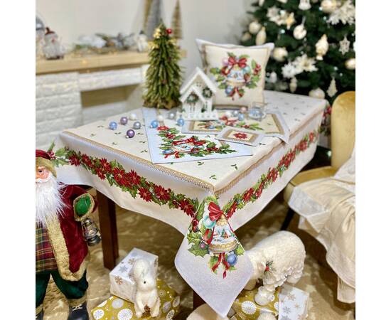 Скатертина гобеленова Різдвяна зірка 137х180 LiMaSo (RUNNER902-180), Тип: скатертини, Основний колір: червоний, Форма скатертини: прямокутна, Розмір: 137x180, зображення 3