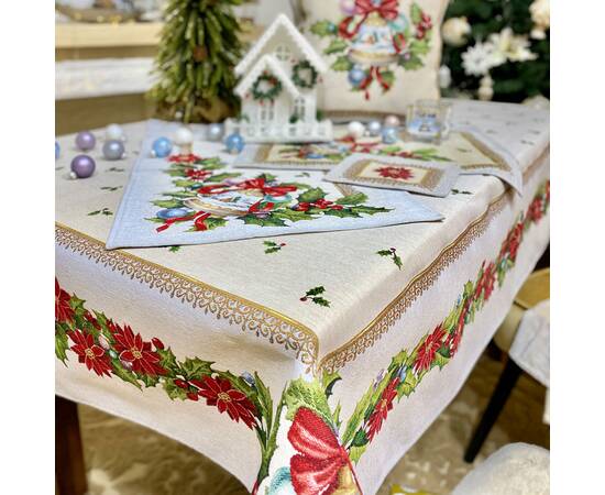 Скатертина гобеленова Різдвяна зірка 137х180 LiMaSo (RUNNER902-180), Тип: скатертини, Основний колір: червоний, Форма скатертини: прямокутна, Розмір: 137x180, зображення 4