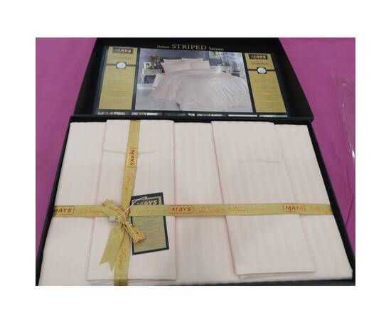 Комплект постельного белья Mays сатин-страйп V04 PUDRA двуспальный Евро, Размер: двуспальный евро 200х220, Основной цвет: розовый, изображение 2