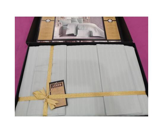 Комплект постельного белья Mays сатин-страйп 214 LAGON двуспальный Евро, Размер: двуспальный евро 200х220, Основной цвет: бирюзовый, изображение 2