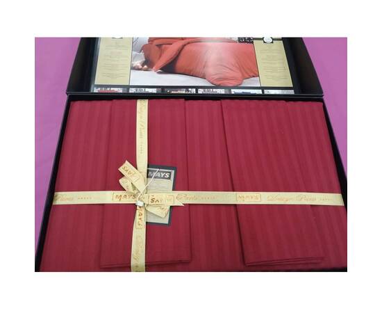 Комплект постельного белья Mays сатин-страйп 216 BURGUNDY двуспальный Евро, Размер: двуспальный евро 200х220, Основной цвет: бордовый, изображение 2