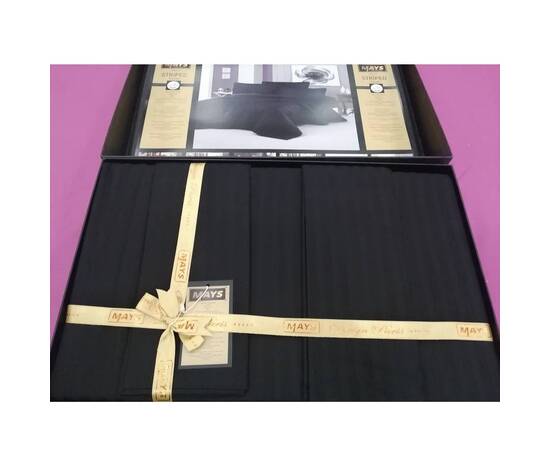 Комплект постельного белья Mays сатин-страйп 217 BLACK двуспальный Евро, Размер: двуспальный евро 200х220, Основной цвет: черный, изображение 2