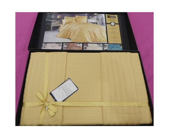 Комплект постельного белья Mays сатин-страйп V07 GOLD двуспальный Евро, Размер: двуспальный евро 200х220, Основной цвет: золотой, изображение 2