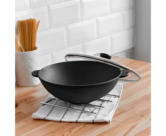 Сковорода чугунная WOK 4,7 л 300х103 мм Brizoll (W30), Цвет: черный, Тип: сковорода вок, Форма: круглая, Диаметр (см): 30, изображение 3