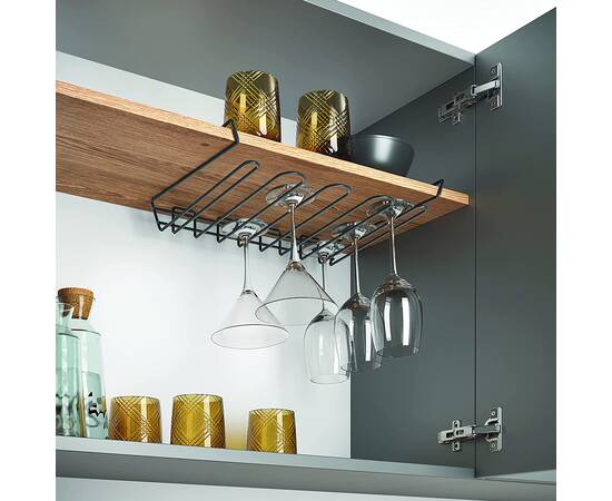 Держатель для бокалов 38х26х7 см черный MY-CRYSTAL LAVA METALTEX (361116), изображение 2