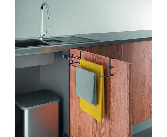 Тримач для кухонних рушників 38х10х9 см чорний GALILEO LAVA METALTEX (352603), зображення 2