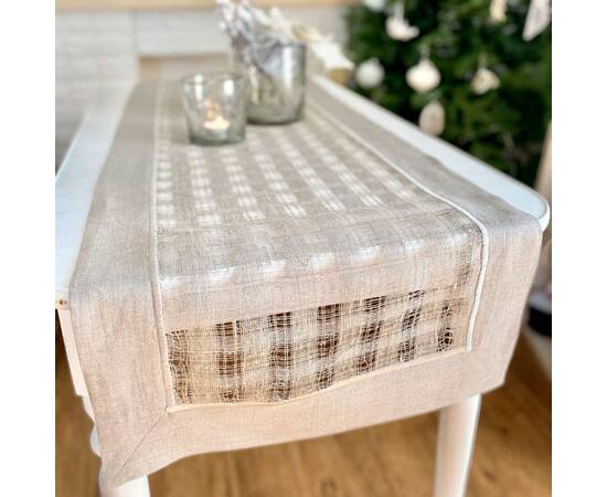 Наперон лляний 45х140 LiMaSo (NPLB24D2-45), Тип: дорожки (раннеры), Цвет: серый, Форма скатерти: прямоугольная, Размер: 45x140, изображение 4