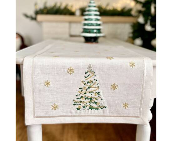 Наперон лляний вишитий новорічний 40х140 LiMaSo (NPVN19), зображення 4