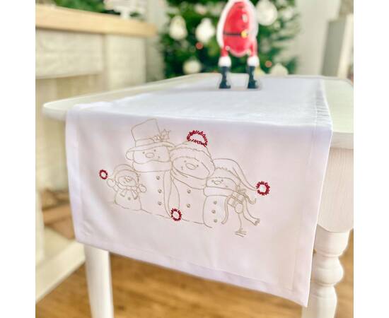 Наперон вишиваний новорічний 40x140 LiMaSo (NPV017B-40), Тип: дорожки (раннеры), Цвет: белый, Форма скатерти: прямоугольная, Размер: 40x140, изображение 4