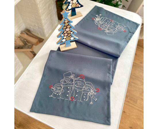 Наперон вишивання новорічний 40x140 LiMaSo (NPV017S-40), Тип: доріжки (раннери), Основний колір: сірий, Форма скатертини: прямокутна, Розмір: 40x140, зображення 3