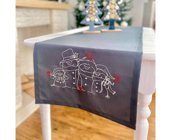 Наперон вишивання новорічний 40x140 LiMaSo (NPV017S-40), Тип: доріжки (раннери), Основний колір: сірий, Форма скатертини: прямокутна, Розмір: 40x140, зображення 4