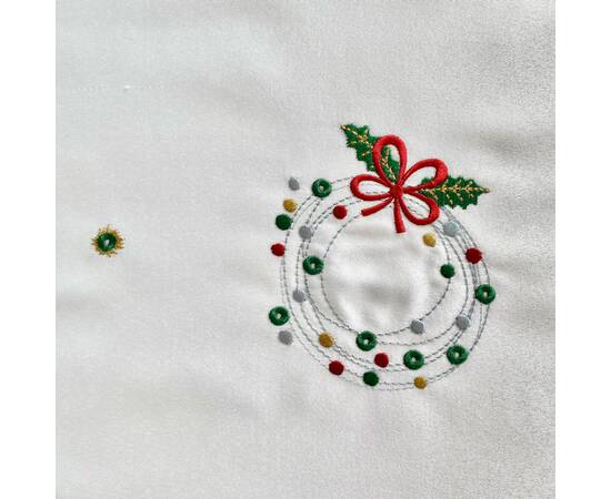 Наперон вишитий новорічний 40х140 LiMaSo (NPVN17), Тип: доріжки (раннери), Основний колір: білий, Форма скатертини: прямокутна, Розмір: 40x140, зображення 5