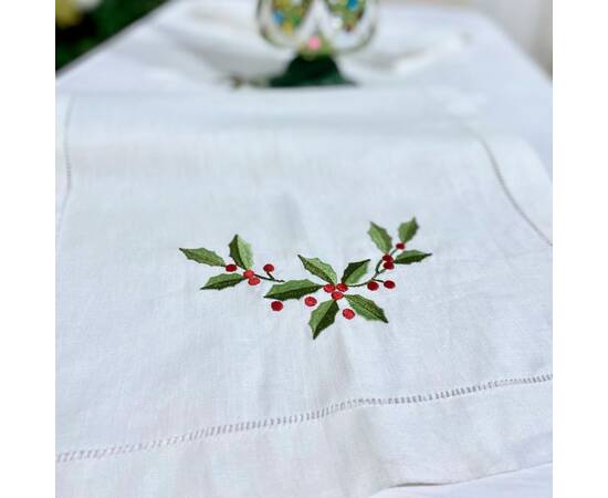 Наперон вишивання Різдвяний венок 40х160 LiMaSo (NPV16), Тип: доріжки (раннери), Основний колір: білий, Форма скатертини: прямокутна, Розмір: 40x160, зображення 4