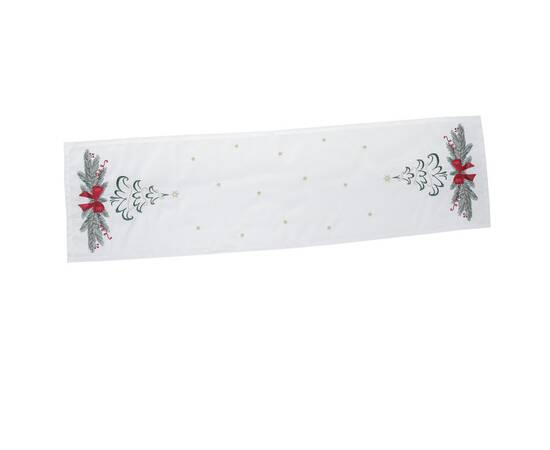 Наперон вишиваний Ялинка з бантом 40x140 LiMaSo (NPVN012-40), Тип: дорожки (раннеры), Цвет: белый, Форма скатерти: прямоугольная, Размер: 40x140, изображение 2