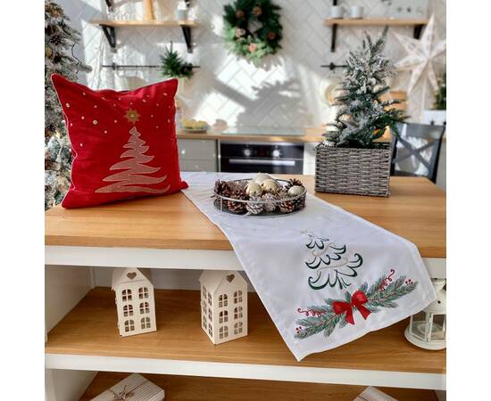 Наволочка новорічна оксамитова вишивана 45x45 LiMaSo (NOVN05), Цвет: красный, Тип: наволочки, Размер: 45x45
