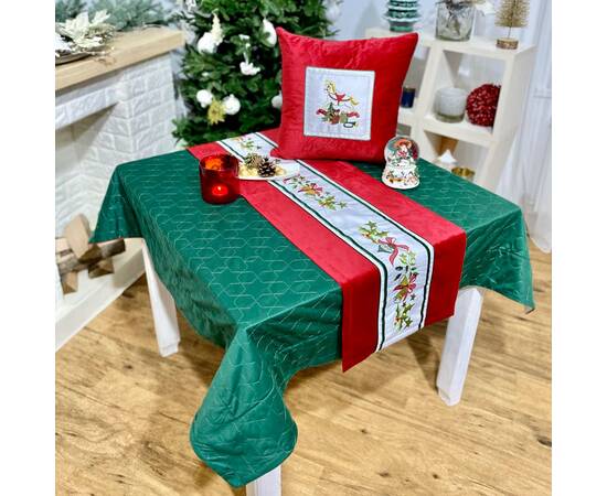 Наволочка новорічна бархатна вишивана 45х45 LiMaSo (NOVN06), Колір: червоний, Тип: наволочки, Розмір: 45x45, зображення 6