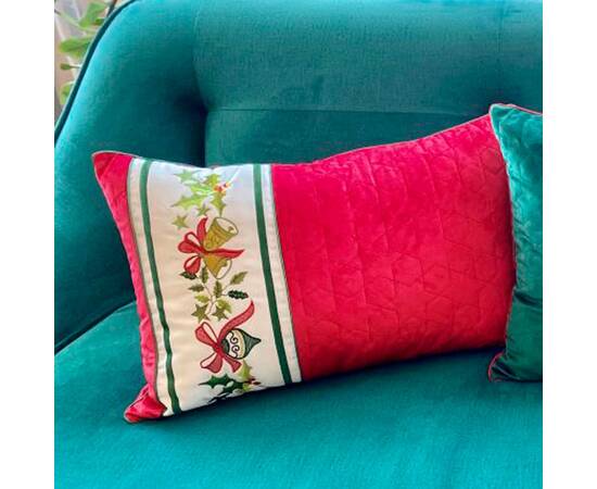 Наволочка новорічна бархатна вишивана 40х60 LiMaSo (NOVN07), Колір: червоний, Тип: наволочки, Розмір: 40x60, зображення 3