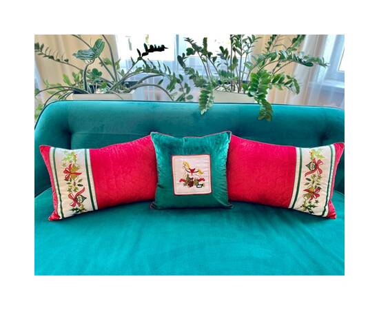 Наволочка новорічна бархатна вишивана 40х60 LiMaSo (NOVN07), Колір: червоний, Тип: наволочки, Розмір: 40x60, зображення 5