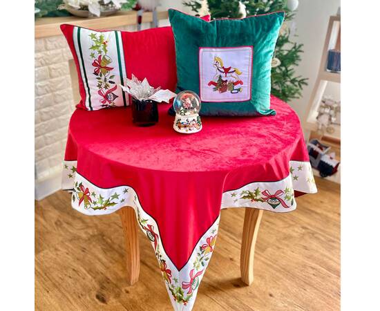 Наволочка новорічна бархатна вишивана 40х60 LiMaSo (NOVN07), Колір: червоний, Тип: наволочки, Розмір: 40x60, зображення 6