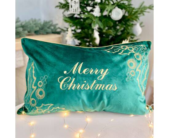 Наволочка новорічна оксамитова вишивана Merry Christmas 42х65 LiMaSo (NOV01ZH), изображение 2