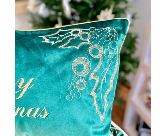 Наволочка новорічна оксамитова вишивана Merry Christmas 42х65 LiMaSo (NOV01ZH), изображение 3