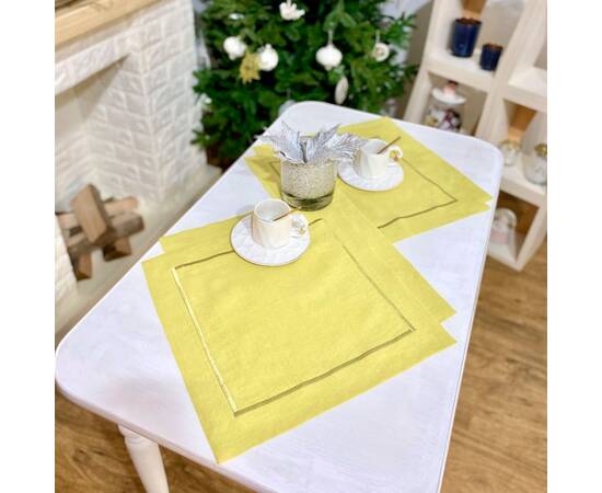 Серветка лляна 40x40 LiMaSo (SRLB25-40), Тип: салфетки, Цвет: желтый, Форма скатерти: квадратная, Размер: 40x40, изображение 2
