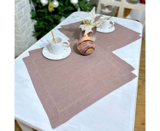 Серветка лляна з мережкою 40x40 LiMaSo (SRLM31-40), Тип: салфетки, Цвет: фиолетовый, Форма скатерти: квадратная, Размер: 40x40, изображение 2