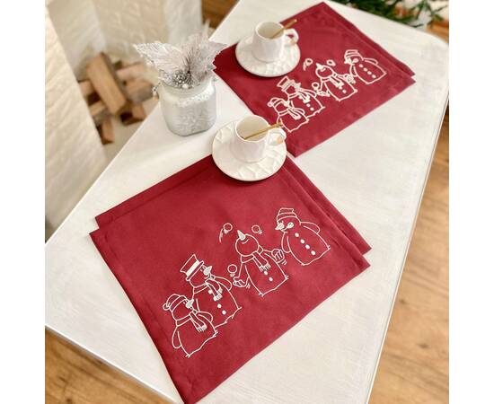 Серветка вишивана новорічна 32х37 LiMaSo (SRV018), Тип: салфетки, Цвет: бордовый, Форма скатерти: прямоугольная, Размер: 32x37, изображение 2