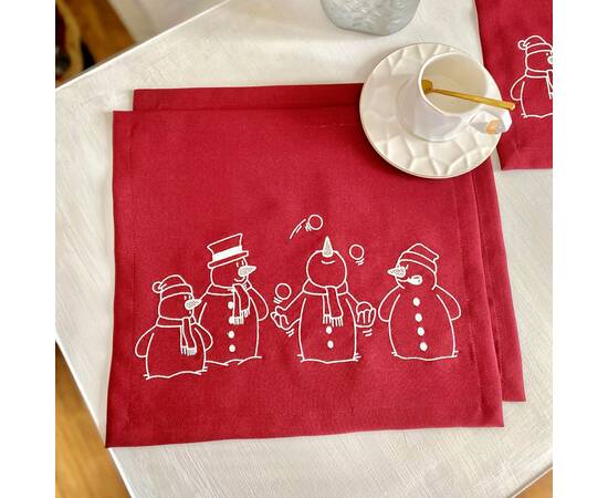 Серветка вишивана новорічна 32х37 LiMaSo (SRV018), Тип: салфетки, Цвет: бордовый, Форма скатерти: прямоугольная, Размер: 32x37, изображение 3