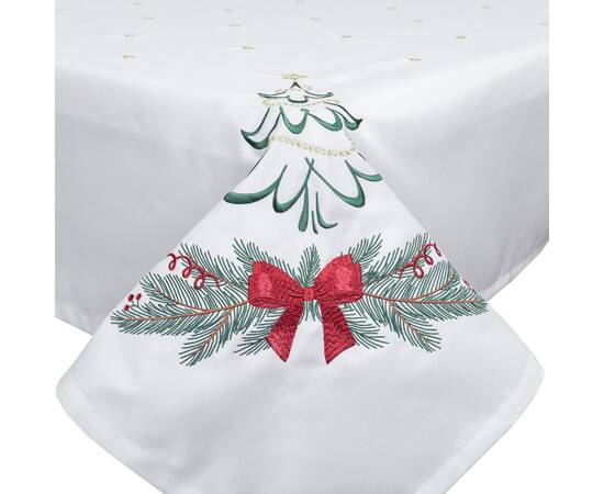 Вишивана скатертина Ялинка з бантом 135x135 LiMaSo (SKVN012-135), Тип: скатерти, Цвет: белый, Форма скатерти: прямоугольная, Размер: 135x135, изображение 2