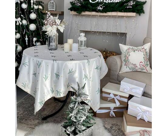 Вишивана скатертина Ялинкові гілочки 140x180 LiMaSo (SKVG15-180), Тип: скатерти, Цвет: белый, Форма скатерти: прямоугольная, Размер: 140x180, изображение 4