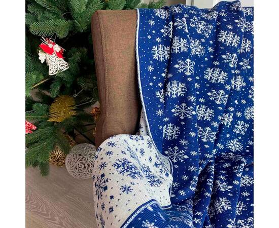 Плед 100х150 Сніжинка синий з люрексом 100х150 легкий Прованс (024077), Цвет: синий, Размер: 100x150, изображение 2