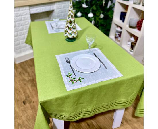 Скатертина лляна 140x140 LiMaSo (SKLB22-140), Тип: скатерти, Цвет: салатовый, Форма скатерти: квадратная, Размер: 140x140, изображение 5