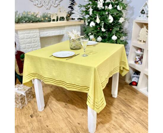 Скатертина лляна 140x240 LiMaSo (SKLB25-240), Тип: скатерти, Цвет: желтый, Форма скатерти: прямоугольная, Размер: 140x240, изображение 3
