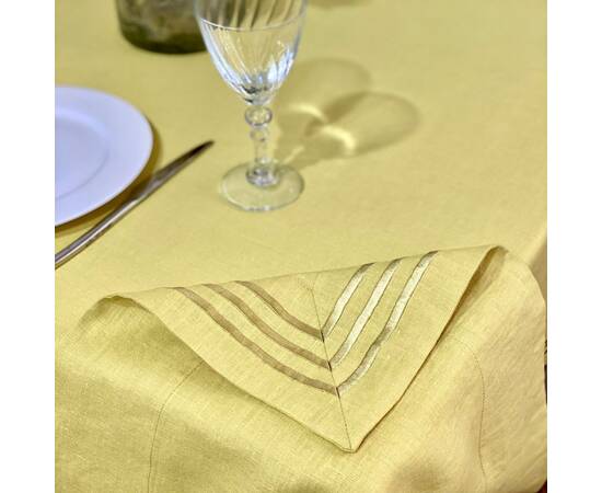 Скатертина лляна 140x140 LiMaSo (SKLB25-140), Тип: скатерти, Цвет: желтый, Форма скатерти: квадратная, Размер: 140x140, изображение 4