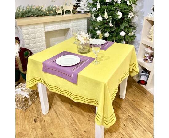 Скатертина лляна 140x140 LiMaSo (SKLB25-140), Тип: скатерти, Цвет: желтый, Форма скатерти: квадратная, Размер: 140x140, изображение 5