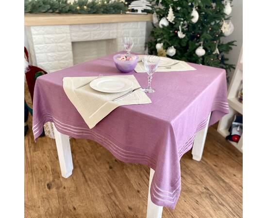 Скатертина лляна 140x180 LiMaSo (SKLB28-180), Тип: скатерти, Цвет: сиреневый, Форма скатерти: прямоугольная, Размер: 140x180, изображение 4