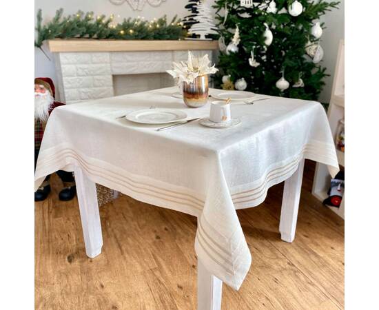 Скатертина лляна 140x140 LiMaSo (SKLB30-140), Тип: скатертини, Основний колір: кремовий, Форма скатертини: квадратна, Розмір: 140x140, зображення 3