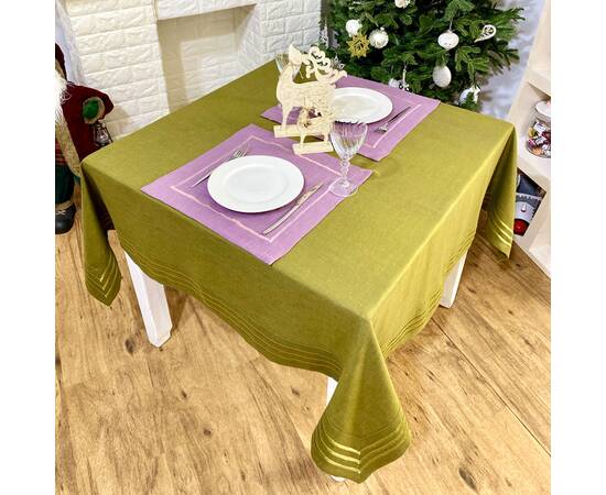 Скатертина лляна 140x140 LiMaSo (SKLB32-140), Тип: скатерти, Цвет: оливковый, Форма скатерти: квадратная, Размер: 140x140, изображение 3