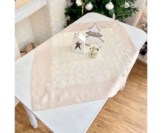 Скатертина лляна 140x140 LiMaSo (SKLB33-140), Тип: скатерти, Цвет: кремовый, Форма скатерти: квадратная, Размер: 140x140, изображение 3