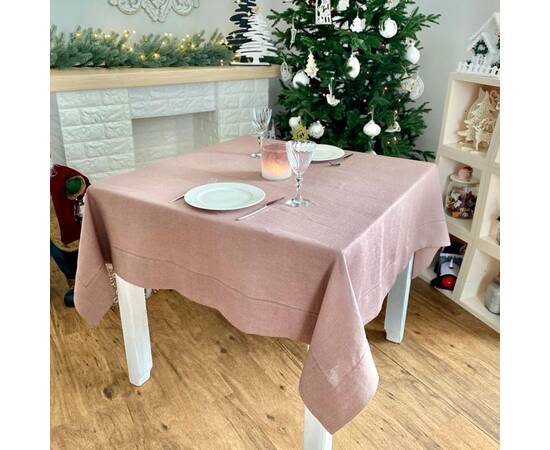 Скатертина лляна з мережкою 140x140 LiMaSo (SKLM31-140), Тип: скатерти, Цвет: фиолетовый, Форма скатерти: квадратная, Размер: 140x140, изображение 3