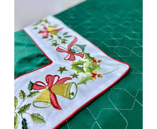 Скатертина двостороння новорічна оксамитова вишивана (стьогона) 134х180 LiMaSo (SKOVN09-180), Тип: скатерти, Цвет: зеленый, Форма скатерти: прямоугольная, Размер: 134x180, изображение 8