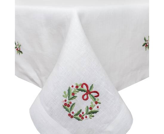 Скатертина вишивана Різдв'яний венок 140х240 LiMaSo (SKV16-240), Тип: скатертини, Основний колір: білий, Форма скатертини: прямокутна, Розмір: 140x240, зображення 2