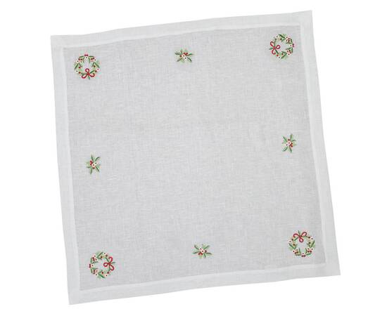Скатертина вишивана Різдв'яний вінок 85х85 LiMaSo (SKV16-85), Тип: скатерти, Цвет: белый, Форма скатерти: квадратная, Размер: 85x85, изображение 3