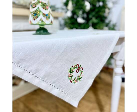 Скатертина вишивана Різдв'яний вінок 85х85 LiMaSo (SKV16-85), Тип: скатерти, Цвет: белый, Форма скатерти: квадратная, Размер: 85x85, изображение 4
