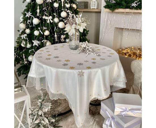 Скатертина вишивана 140x180 LiMaSo (SKVN014-180), Тип: скатерти, Цвет: золотой, Форма скатерти: прямоугольная, Размер: 140x180, изображение 5
